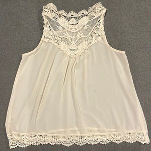 beige crochet blouse